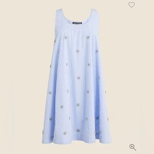 NWT J Crew Collection embellished shift dress in cotton poplin XS blue stripe